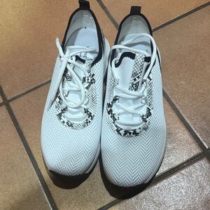 Vince Camuto Black & White Snakeskin Detail Sneakers